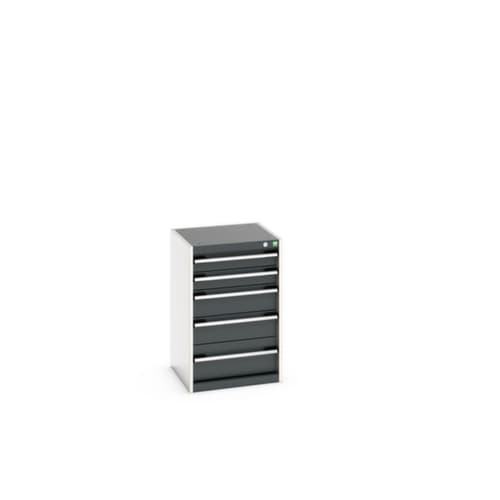bott Schubladenschrank cubio Grundfläche 525x525 mm, 5 Schublade(n), RAL7035 Lichtgrau/RAL7016 Anthrazitgrau