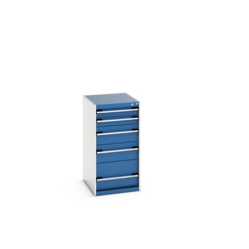 bott Schubladenschrank cubio Grundfläche 525x650 mm, 5 Schublade(n), RAL7035 Lichtgrau/RAL5010 Enzianblau