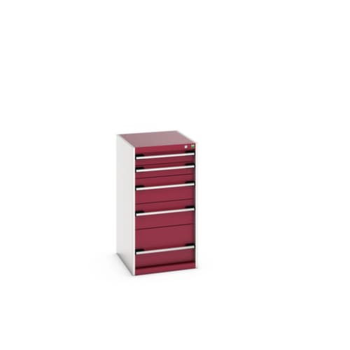 bott Schubladenschrank cubio Grundfläche 525x650 mm, 5 Schublade(n), RAL7035 Lichtgrau/RAL3004 Purpurrot