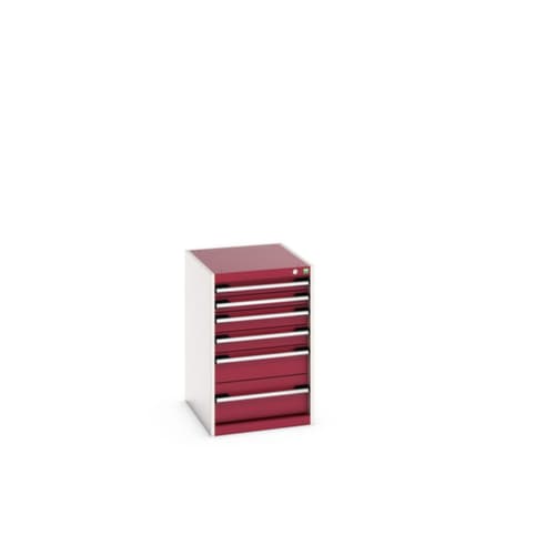 bott Schubladenschrank cubio Grundfläche 525x650 mm, 6 Schublade(n), RAL7035 Lichtgrau/RAL3004 Purpurrot