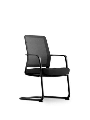 UDOBÄR Freischwinger mit Netzrücken, Sitz Stoff, schwarz