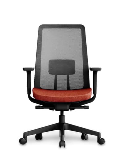 UDOBÄR Bürodrehstuhl K10 mit Synchronmechanik, Netzrückenlehne mit Rückenträger, rot