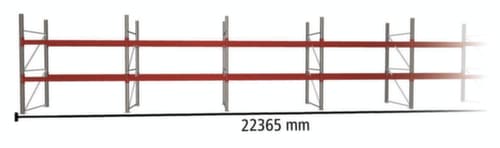 META Palettenregal MULTIPAL für 72 Paletten, 22365 mm breit, 2 Lagerebenen