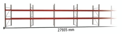 META Palettenregal MULTIPAL für 90 Paletten, 27935 mm breit, 3 Lagerebenen