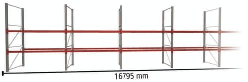 META Palettenregal MULTIPAL für 54 Paletten, 16795 mm breit, 3 Lagerebenen