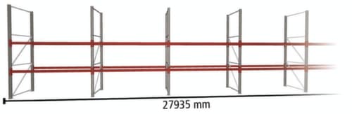 META Palettenregal MULTIPAL HxB 3300x27935 mm mit 3 Lagerebenen für insgesamt 90 Paletten