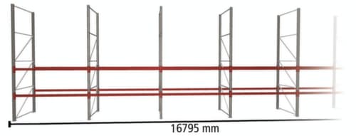 META Palettenregal MULTIPAL für 54 Paletten, 16795 mm breit, 3 Lagerebenen