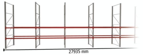 META Palettenregal MULTIPAL für 90 Paletten, 27935 mm breit, 3 Lagerebenen