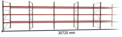 META Palettenregal MULTIPAL für 132 Paletten, 30720 mm breit, 4 Lagerebenen