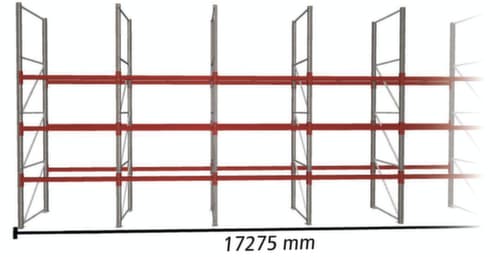 META Palettenregal MULTIPAL für 72 Paletten, 17275 mm breit, 4 Lagerebenen