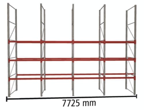 META Palettenregal MULTIPAL für 32 Paletten, 7725 mm breit, 4 Lagerebenen