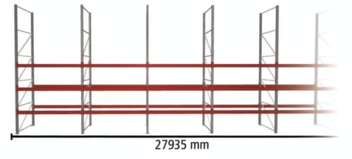META Palettenregal MULTIPAL für 120 Paletten, 27935 mm breit, 4 Lagerebenen