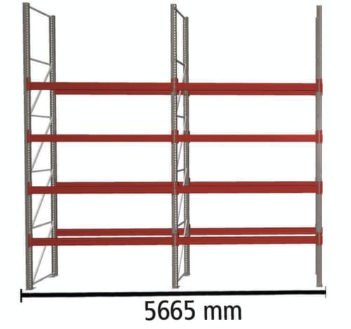 META Palettenregal MULTIPAL für 30 Paletten, 5665 mm breit, 5 Lagerebenen