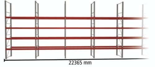 META Palettenregal MULTIPAL für 120 Paletten, 22365 mm breit, 5 Lagerebenen