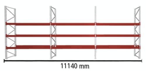META Palettenregal MULTIPAL HxB 4400x11140 mm mit 4 Lagerebenen für insgesamt 48 Paletten