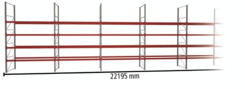 META Palettenregal MULTIPAL für 120 Paletten, 22195 mm breit, 5 Lagerebenen