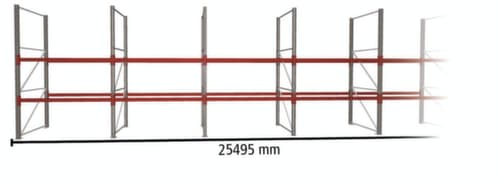 META Palettenregal MULTIPAL für 44 Paletten, 25495 mm breit, 2 Lagerebenen
