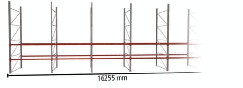 META Palettenregal MULTIPAL für 42 Paletten, 16255 mm breit, 3 Lagerebenen