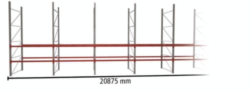 META Palettenregal MULTIPAL für 54 Paletten, 20875 mm breit, 3 Lagerebenen