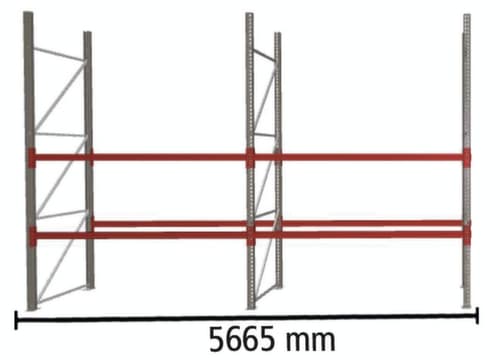 META Palettenregal MULTIPAL für 18 Paletten, 5665 mm breit, 3 Lagerebenen