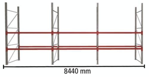META Palettenregal MULTIPAL für 27 Paletten, 8440 mm breit, 3 Lagerebenen