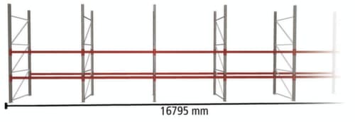 META Palettenregal MULTIPAL für 54 Paletten, 16795 mm breit, 3 Lagerebenen