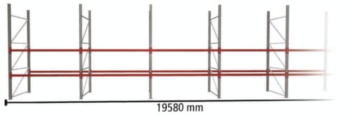 META Palettenregal MULTIPAL für 63 Paletten, 19580 mm breit, 3 Lagerebenen