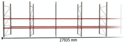 META Palettenregal MULTIPAL für 90 Paletten, 27935 mm breit, 3 Lagerebenen