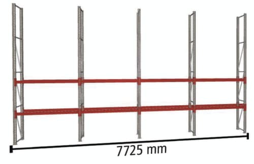 META Palettenregal MULTIPAL für 16 Paletten, 7725 mm breit, 4 Lagerebenen