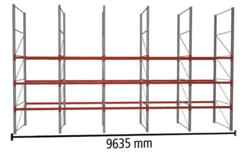 META Palettenregal MULTIPAL für 20 Paletten, 9635 mm breit, 4 Lagerebenen
