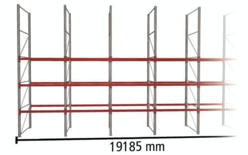 META Palettenregal MULTIPAL für 40 Paletten, 19185 mm breit, 4 Lagerebenen