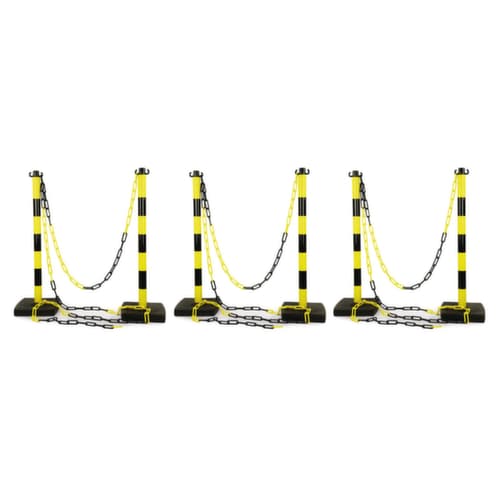 Absperrpfosten PVC mit Kette 6 PVC Pfosten + 12 m Kette gelb/schwarz