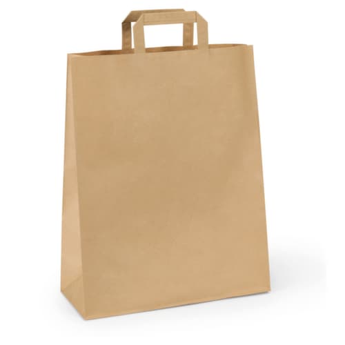 Braune Papier-Tragetaschen mit Papierhenkel RAJA 320 x 120 x 400 mm