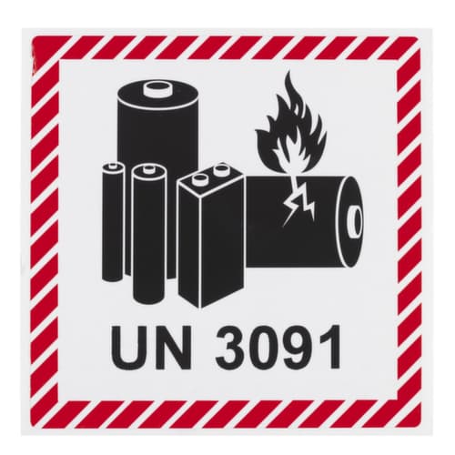 Gefahrenetiketten aus Papier 100 x 100 mm: Lithium-Metallbatterien einschließlich Batterien mit Lithiumlegierung