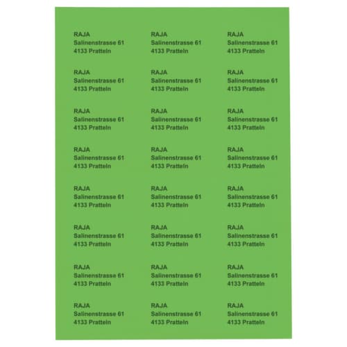 Grüne Laseretiketten 70 x 37 mm