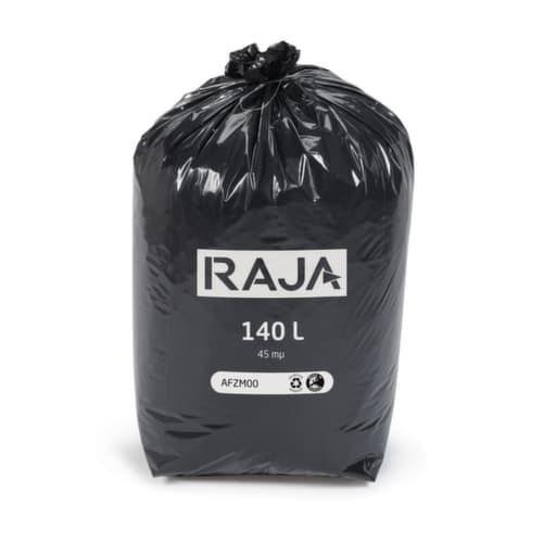 Reißfester Müllsack mit Verschlussband, 140 l, schwarz