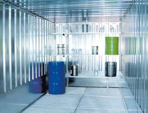 Gitterrostregal für Gefahrstoff-Container, Breite x Tiefe 2600 x 500 mm