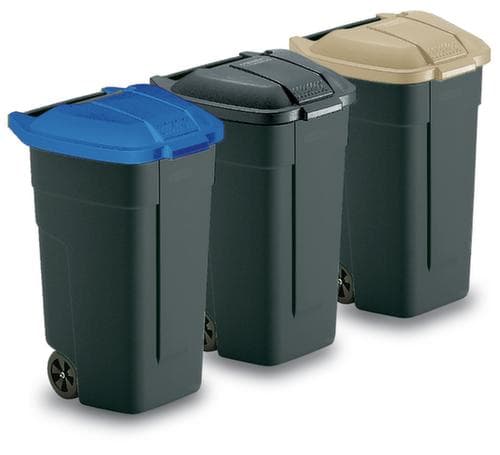 Abfalltonne, 100 l, anthrazit, Deckel gelb