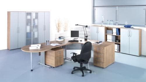 Schreibtisch Terra Nova mit C-Fußgestell, Breite x Tiefe 1800 x 800 mm, Platte Nussbaum