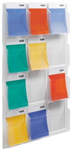 helit Wandprospekthalter "the clearly", 12 Ablagen, Gestell transparent