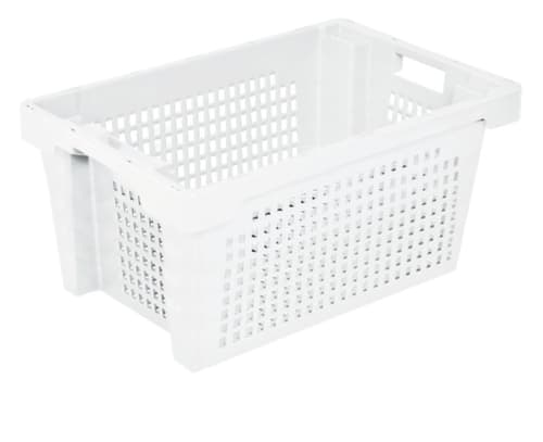 Euronorm-Drehstapelbehälter Wände + Boden durchbrochen, naturweiss, Inhalt 50 l
