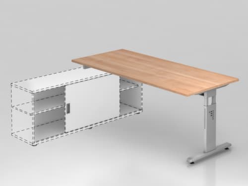 Anbautisch für Sideboard, Breite x Tiefe 1800 x 800 mm, Platte Nussbaum