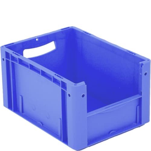 Euronorm-Sichtlagerbehälter mit Eingrifföffnung, blau, HxLxB 220x400x300 mm