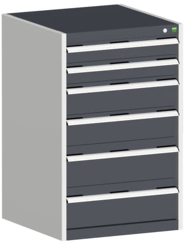 bott Schubladenschrank cubio Grundfläche 650x525 mm, 6 Schublade(n), RAL7035 Lichtgrau/RAL7016 Anthrazitgrau