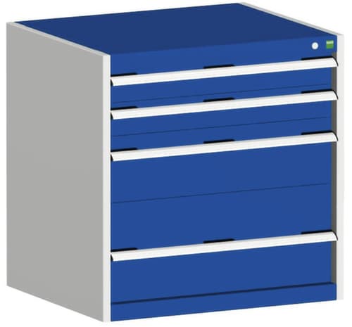 bott Schubladenschrank cubio Grundfläche 800x650 mm, 4 Schublade(n), RAL7035 Lichtgrau/RAL5010 Enzianblau