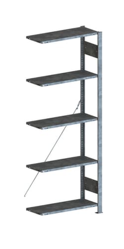 META System-Steckregal CLIP Anbaufeld, Höhe x Breite x Tiefe 2000 x 756 x 336 mm, 5 Böden