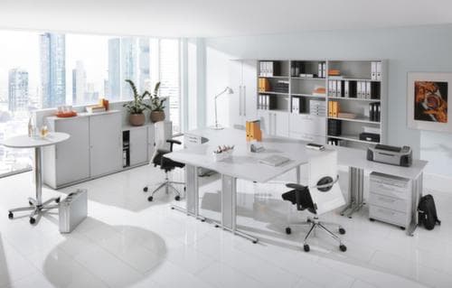 Schreibtisch Terra Nova mit C-Fußgestell, Breite x Tiefe 1600 x 800 mm, Platte lichtgrau