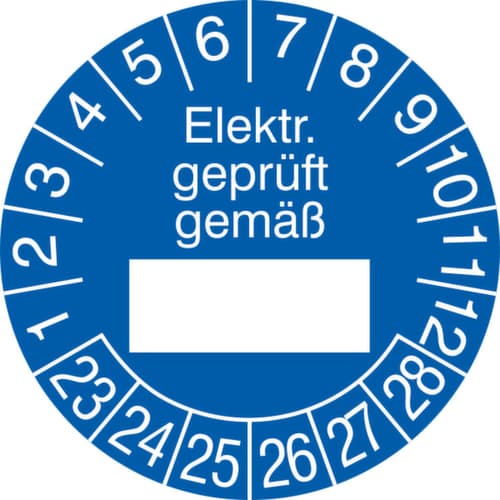 Prüfplakette mit Jahresfarbe
