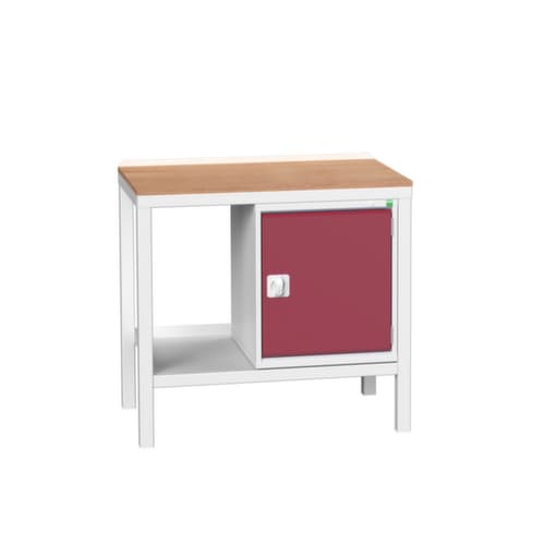 bott Werkbank verso, 1 Schrank, 1 Ablageboden, RAL7035 Lichtgrau/RAL3004 Purpurrot