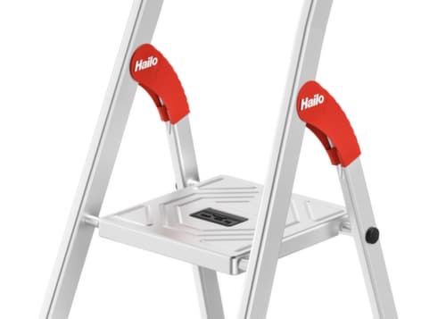 Hailo Einseitige Stufenstehleiter ComfortLine L80 mit XXL-Stufen, 3 extra tiefe Riffelblechstufen